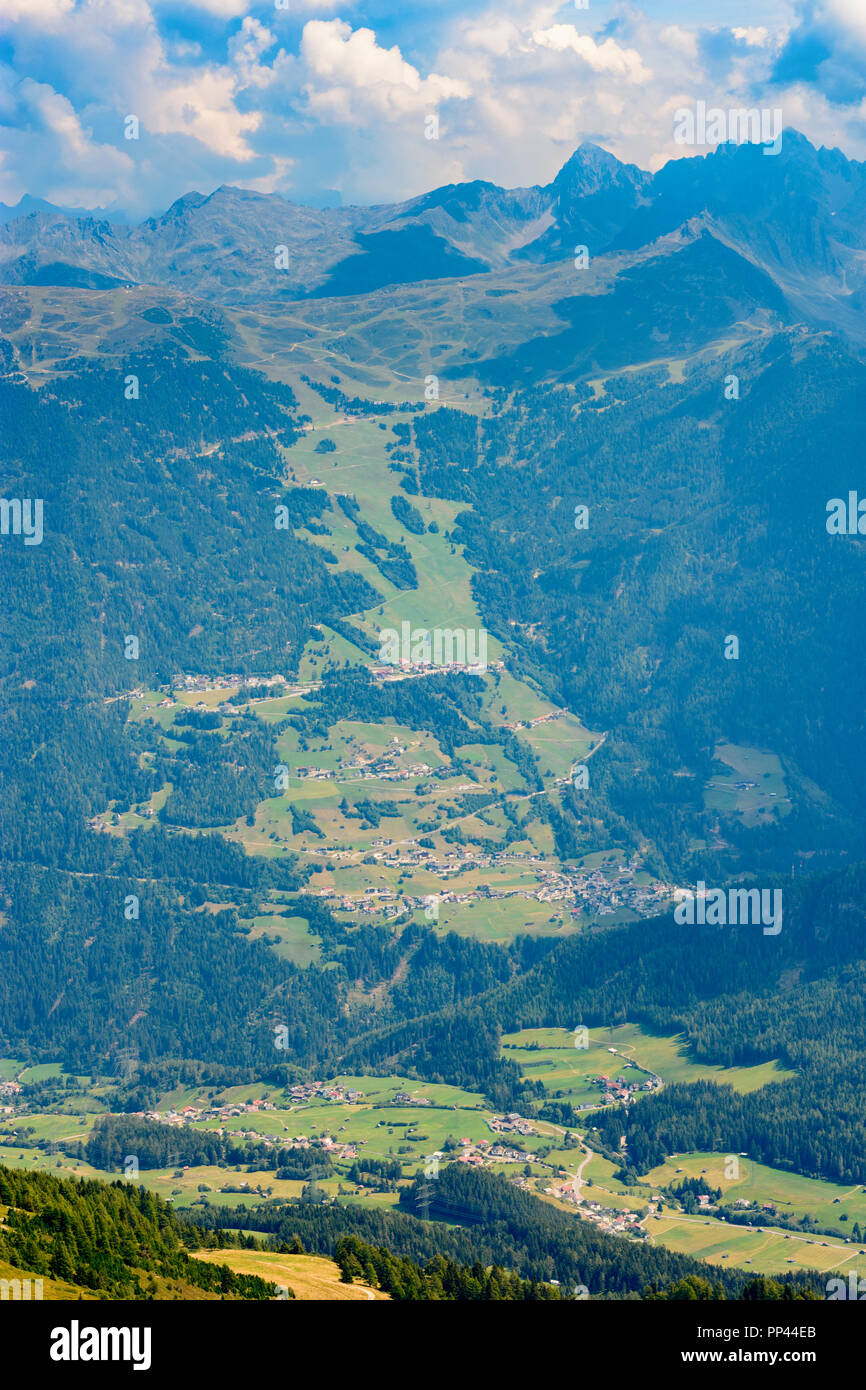 Wenns: view to Wenns in valley Pitztal, Pitztal Valley, Tirol, Tyrol, Austria Stock Photo