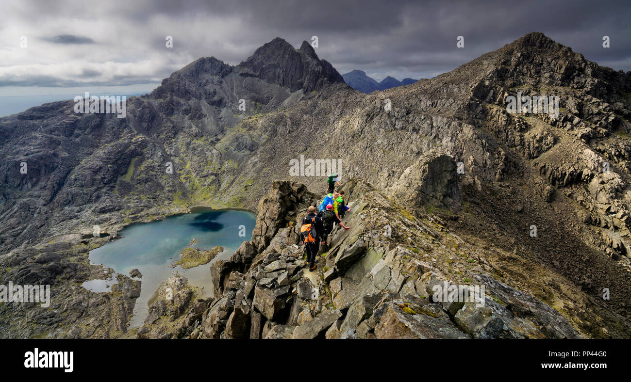 Climbers on route to Sgurr Alasdair, Isle of Skye, Scotland Stock Photo
