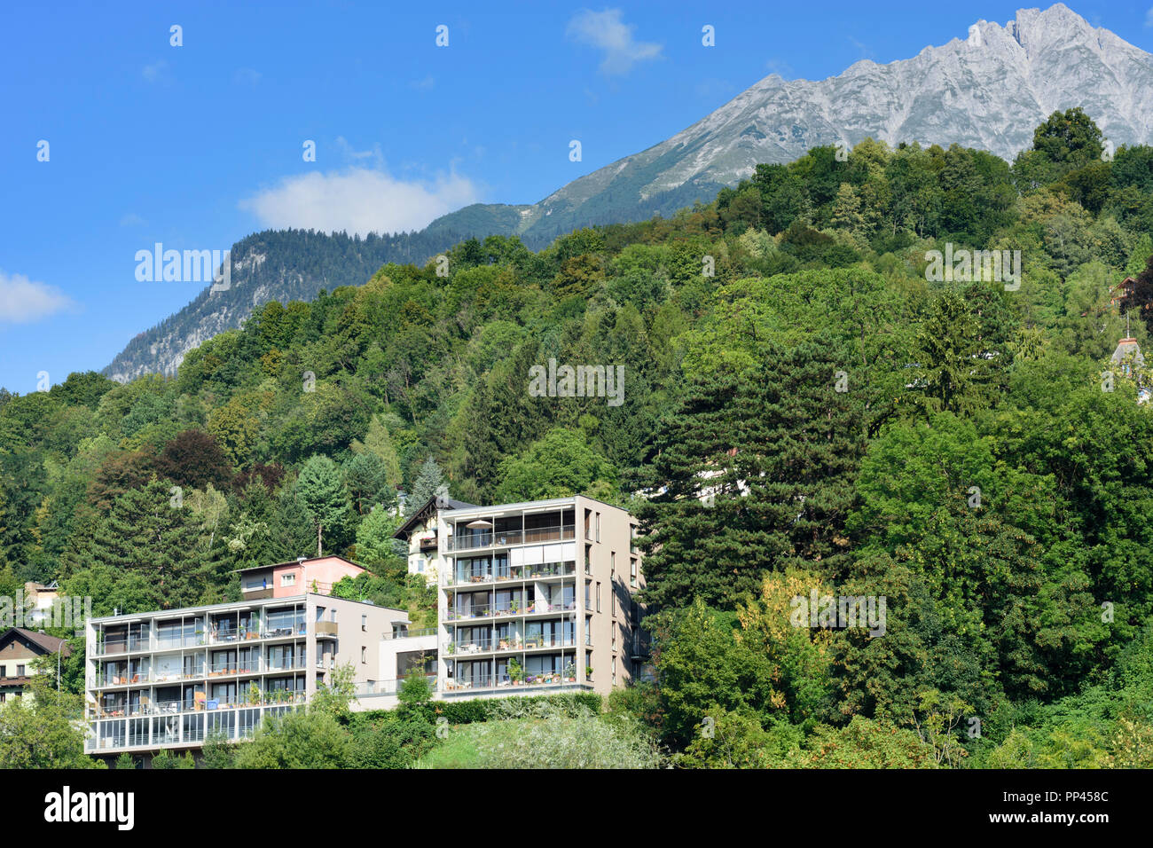 Innsbruck expensive apartment houses at mountain Nordkette, forest