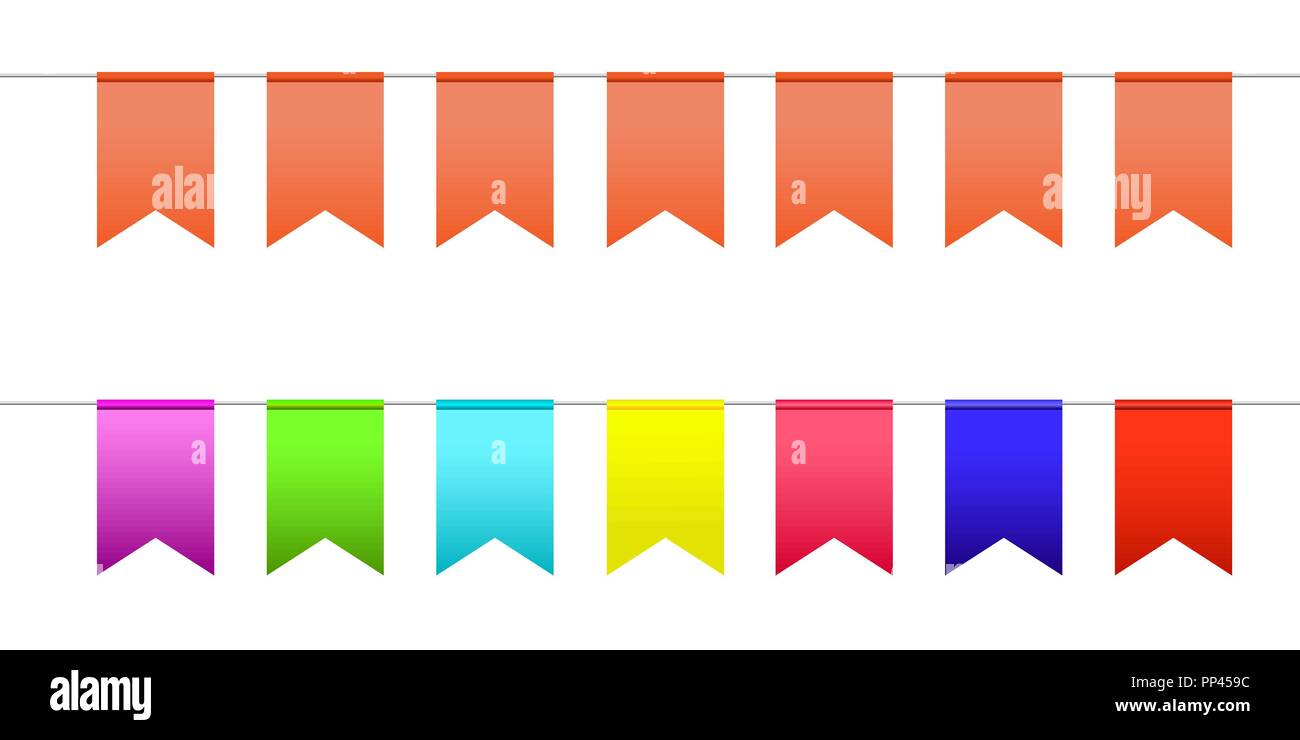 Set of orange and colored flags for decoration Stock Vector