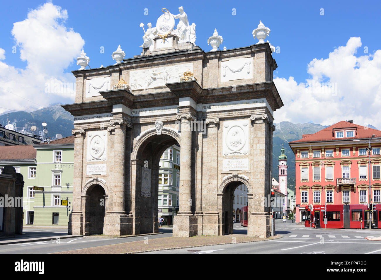 Innsbruck: Triumphpforte (Triumphal Arch), Region Innsbruck, Tirol, Tyrol, Austria Stock Photo
