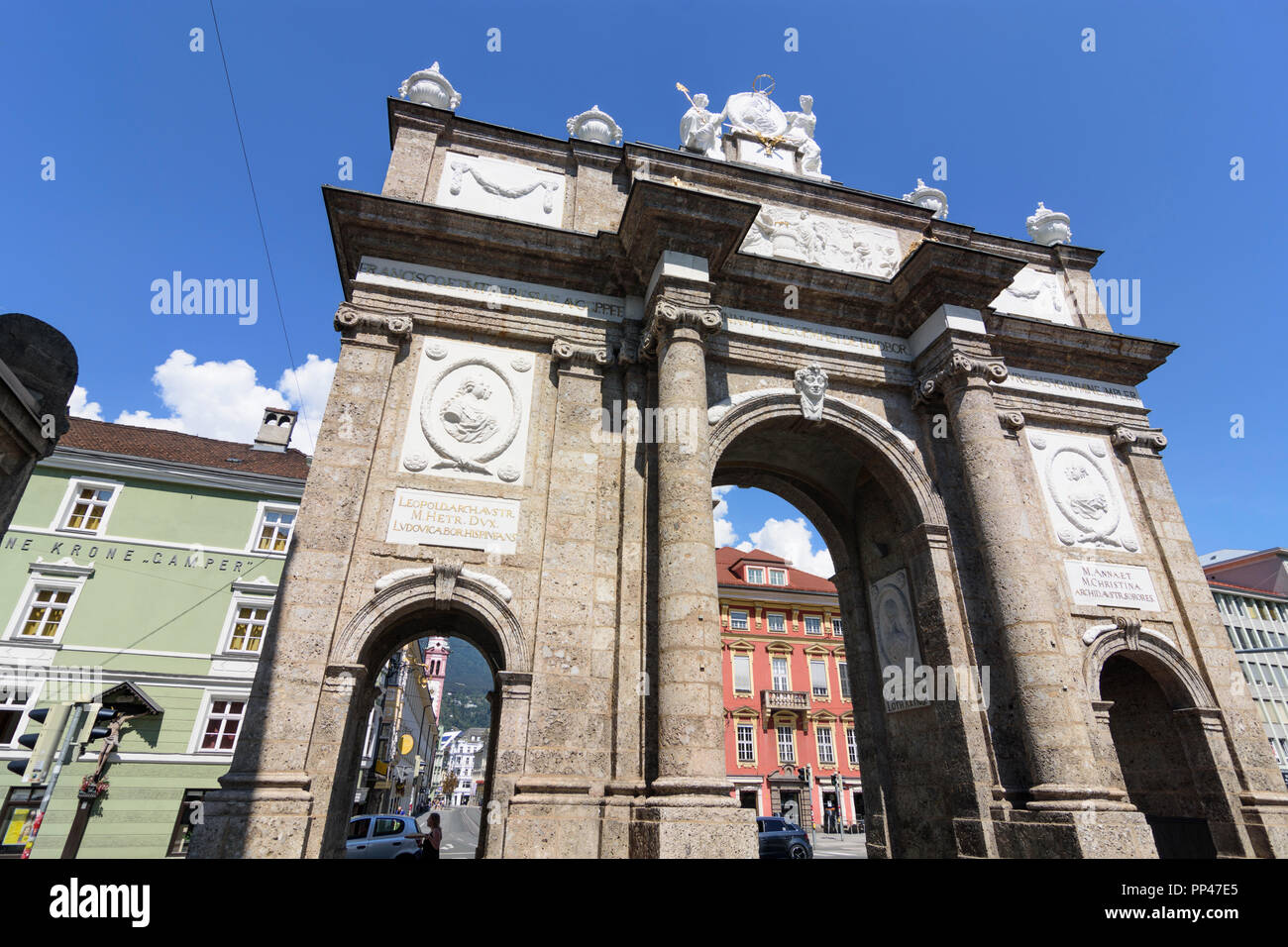 Innsbruck: Triumphpforte (Triumphal Arch), Region Innsbruck, Tirol, Tyrol, Austria Stock Photo