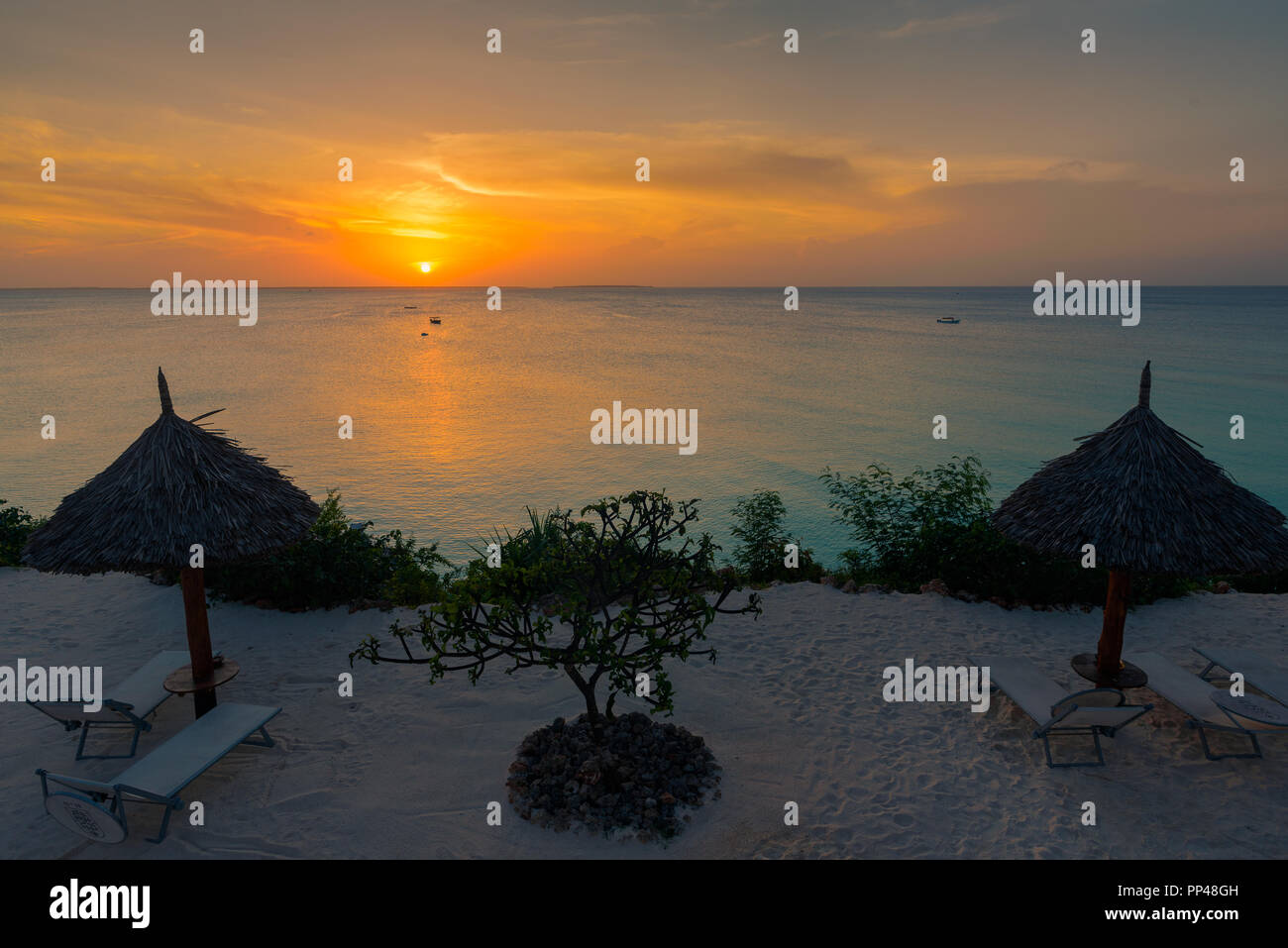 Sunset at Zanzibar resort, Tanzania, Africa Stock Photo - Alamy