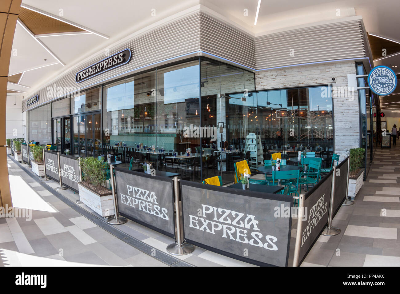 Pizza Express, restaurant and terrace, The Moor, Sheffield Stock Photo