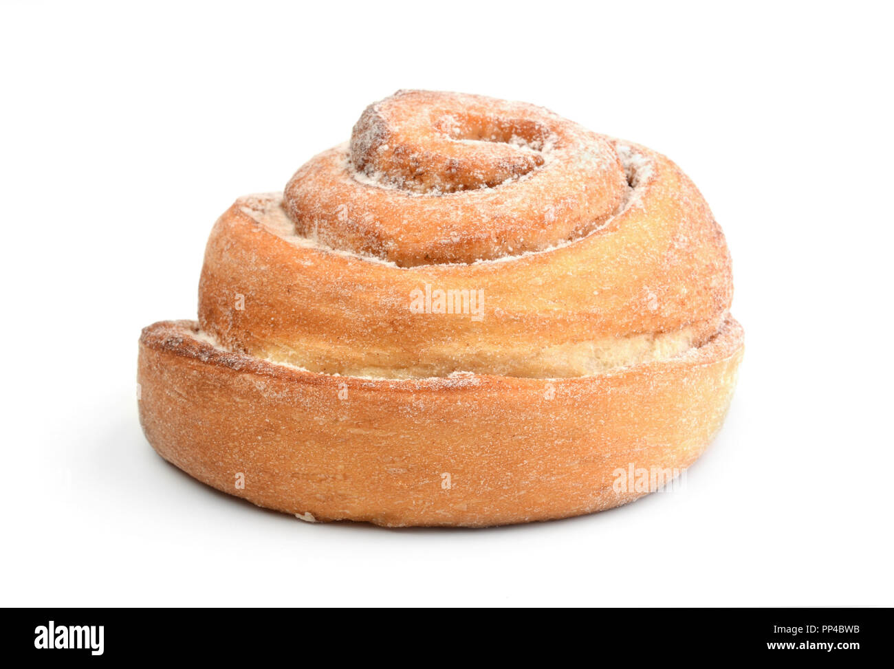 Sweet cinnamon bun isolated on white background Stock Photo - Alamy