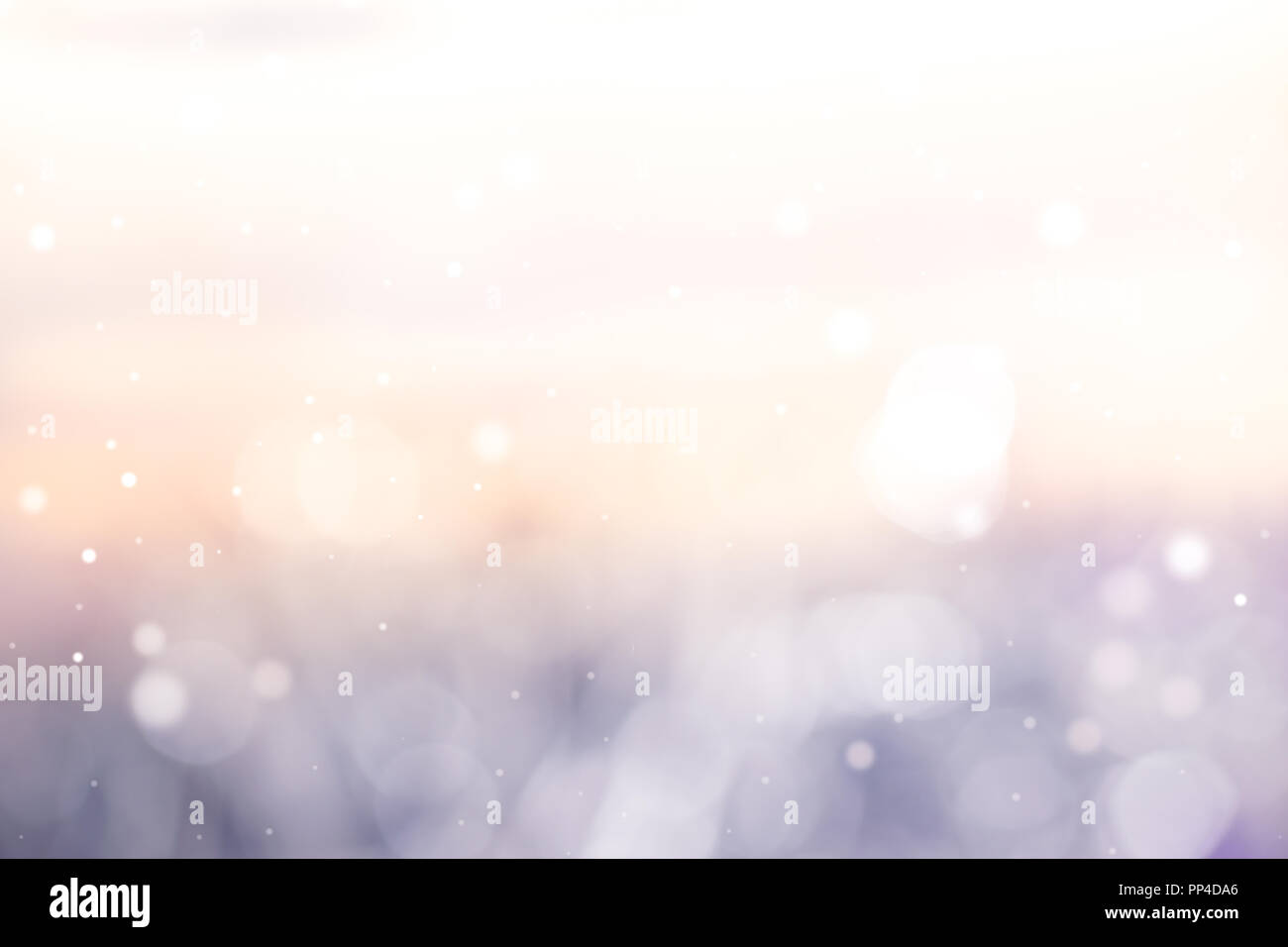 Peach and light blue bokeh lights abstract background. Stock Photo