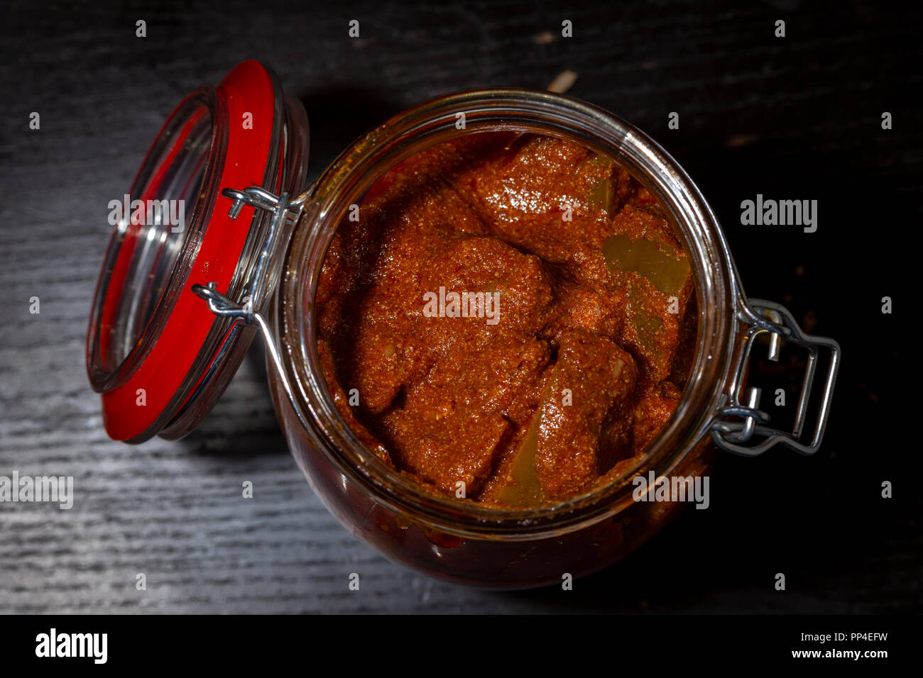 indian mango pickle jar Stock Photo