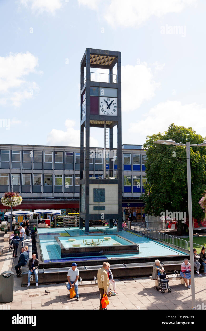 Clock tower in Town Square, Stevenage, Hertforshire Stock Photo