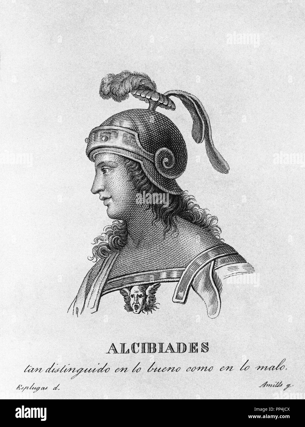 Portrait of Alcibiades (450-404 AC), Athenian statesman and general.. Madrid, National library. Author: ESPLUGAS P. Location: BIBLIOTECA NACIONAL-COLECCION. MADRID. SPAIN. Stock Photo
