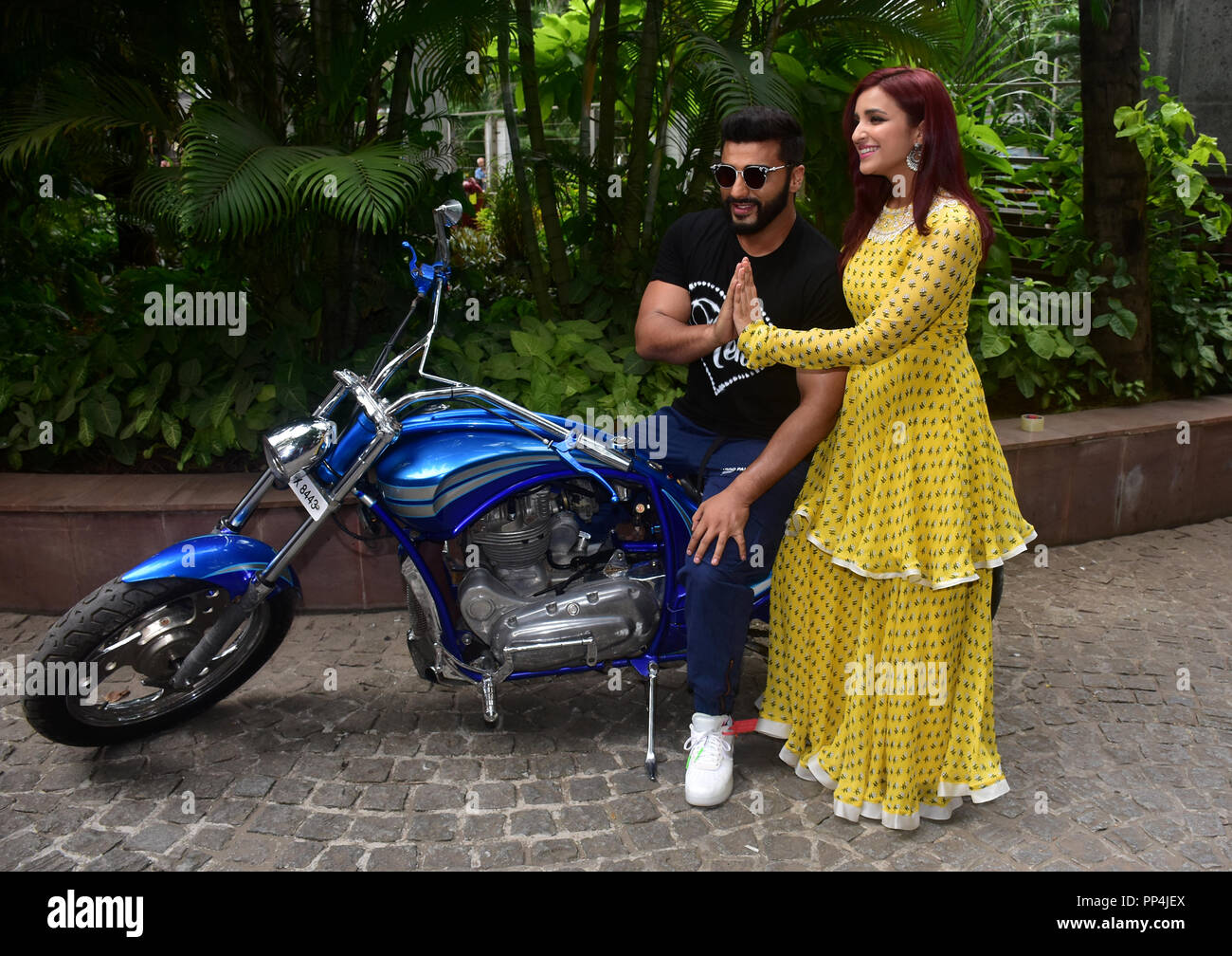 Indian film actor Arjun Kapoor and actress Parineeti Chopra seen posing