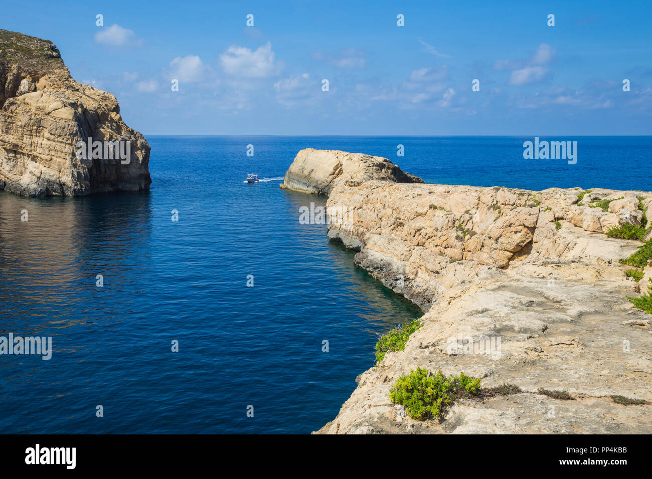 City Gozo, Malta, Europe. Ocean, blue water and peoples. Rock and nature.  Travel photo 2018 september Stock Photo - Alamy