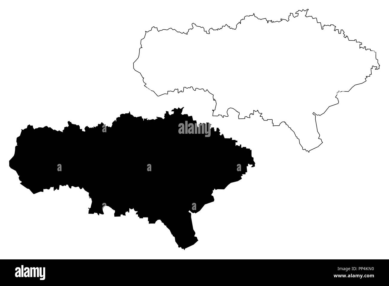 Saratov Oblast (Russia, Subjects of the Russian Federation, Oblasts of Russia) map vector illustration, scribble sketch Saratov Oblast map Stock Vector