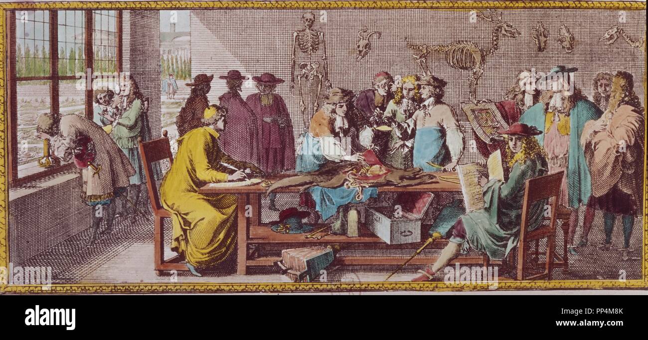 ENGRAVING-DISSECTION LESSON 1671. Location: NATIONAL LIBRARY. France ...