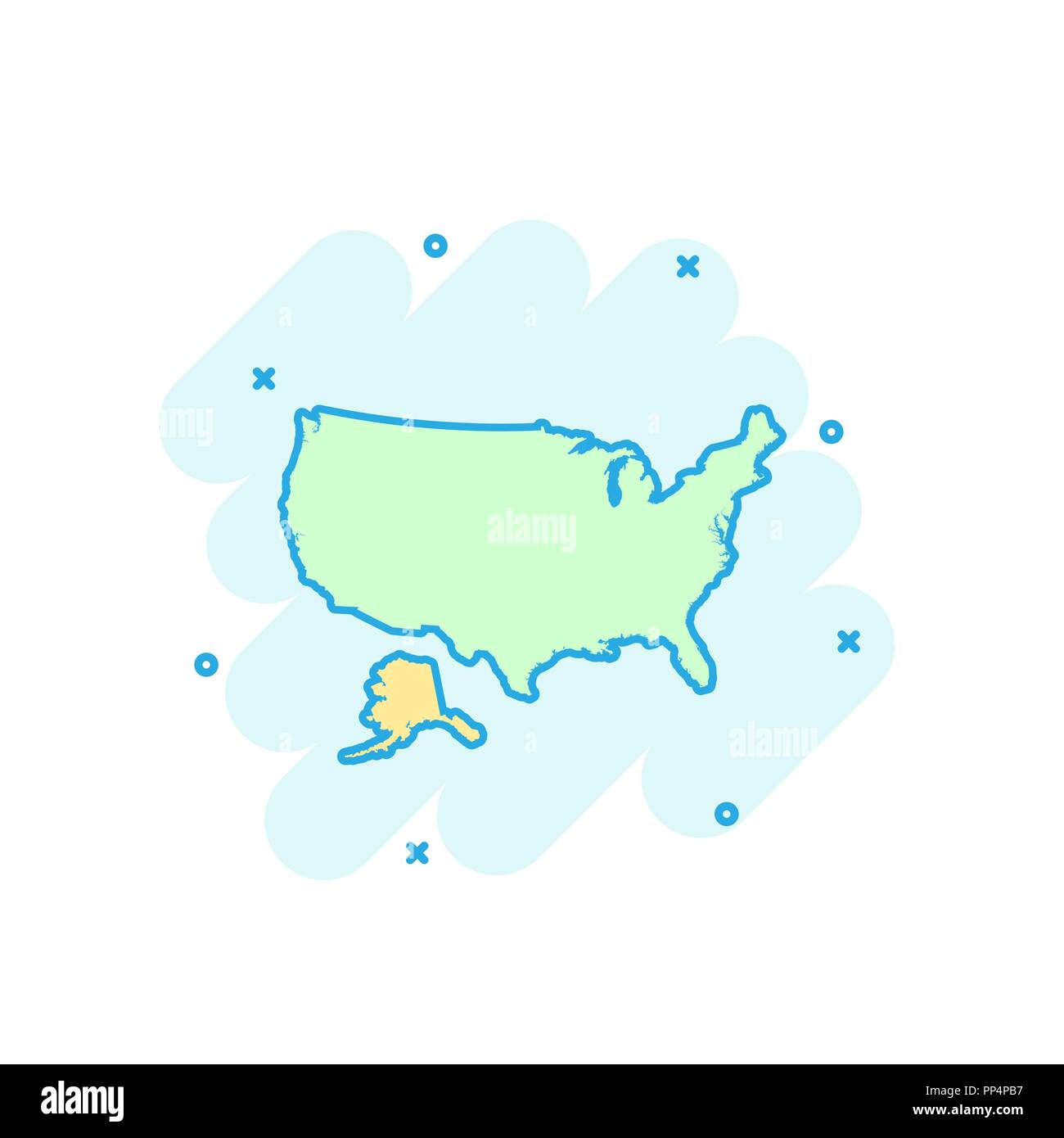 Cartoon colored America map icon in comic style. USA sign illustration  pictogram. Country geography splash business concept Stock Vector Image &  Art - Alamy