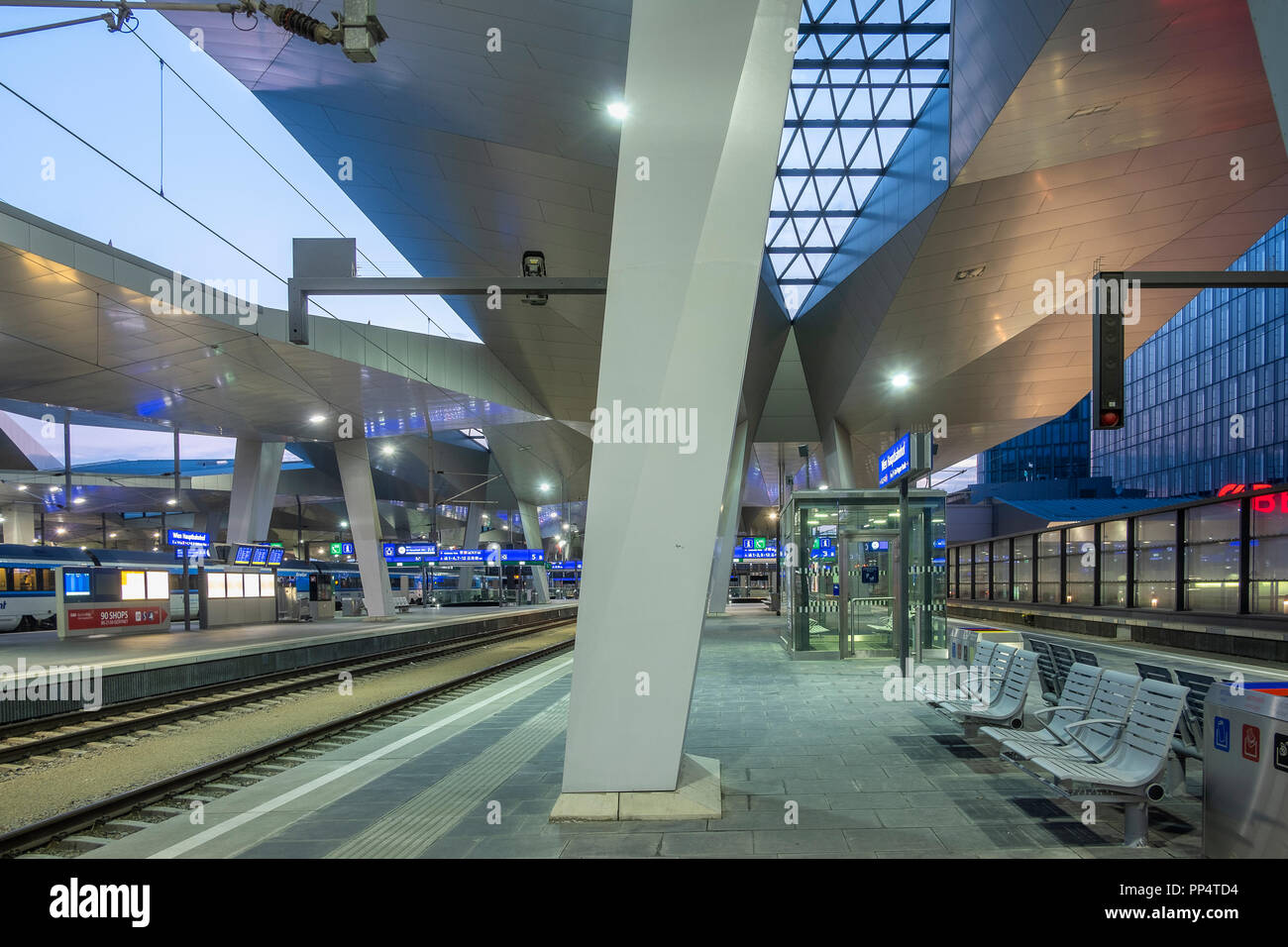 Vienna's main railway station (Autria) is one of the city's main transport hubs. Architect: Theo Holz architects and partners. 2012 Stock Photo