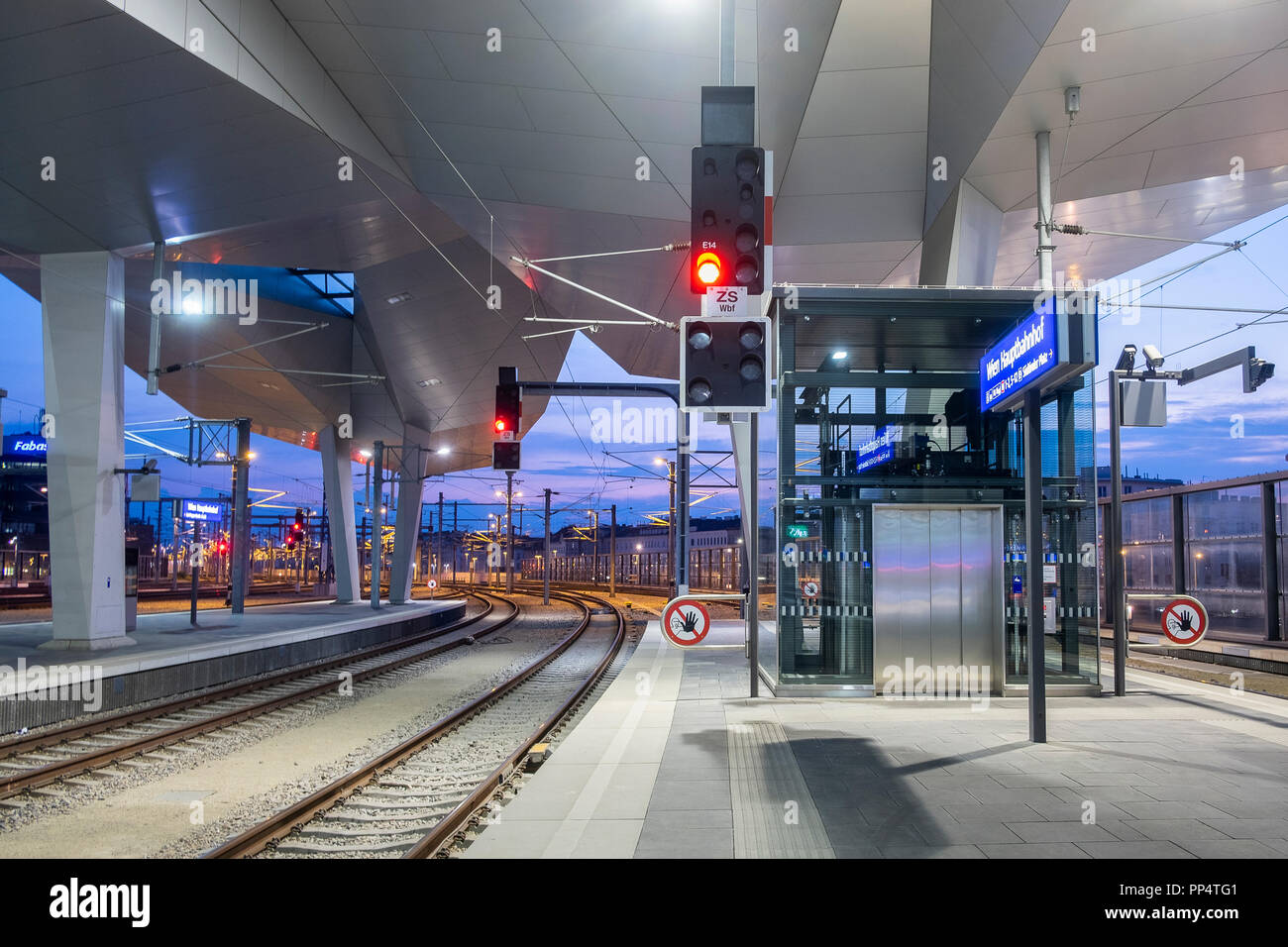 Vienna's main railway station (Autria) is one of the city's main transport hubs. Architect: Theo Holz architects and partners. 2012 Stock Photo