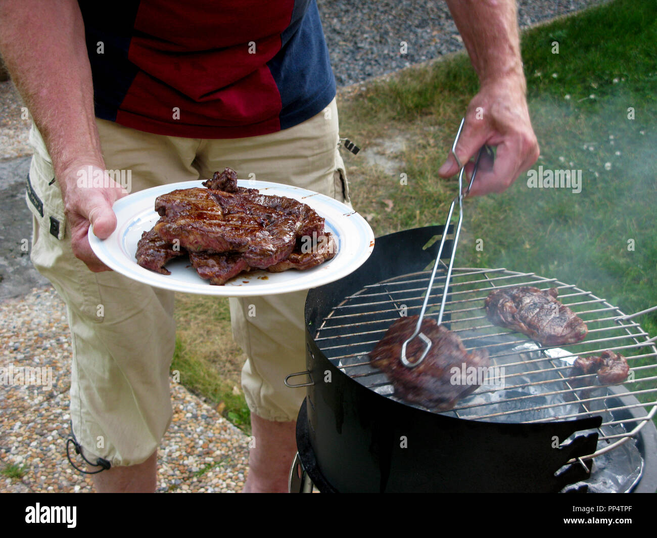 BARBECUE of meat in the garden Stock Photo - Alamy