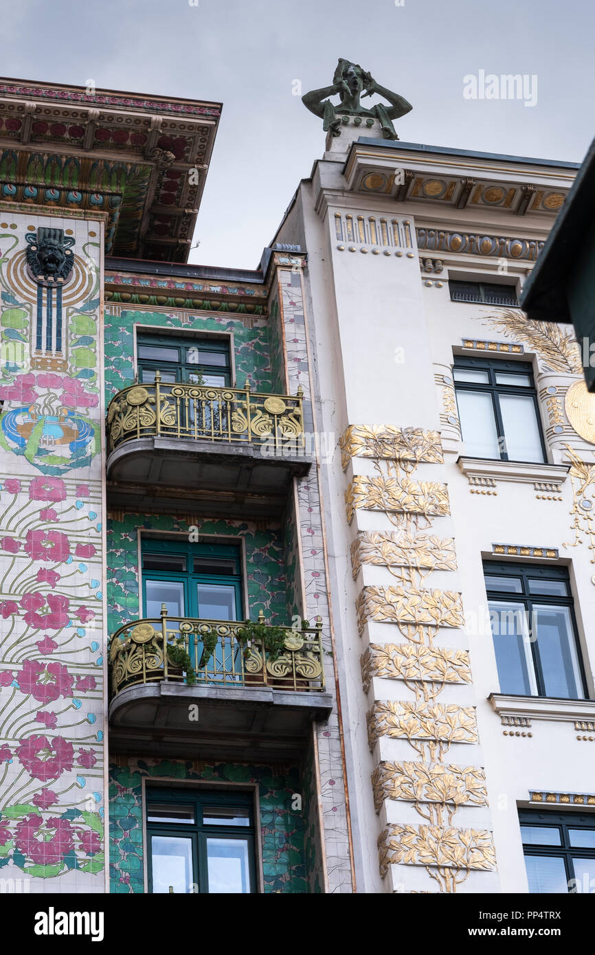 Facade of the Majolikahaus (Majolica) House No. 40 Linken Wienzeile (1899), Vienna, Austria