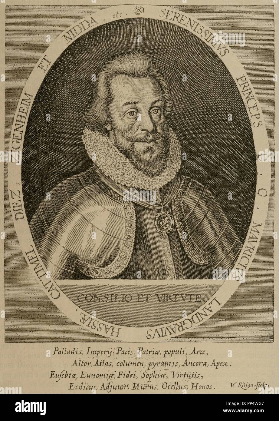 Maurice of Hesse-Kassel (1572-1632). Landgrave of Hesse-Kassel. Facsimile of the engraving by Wolfgang Kilian (1581-1663). Stock Photo