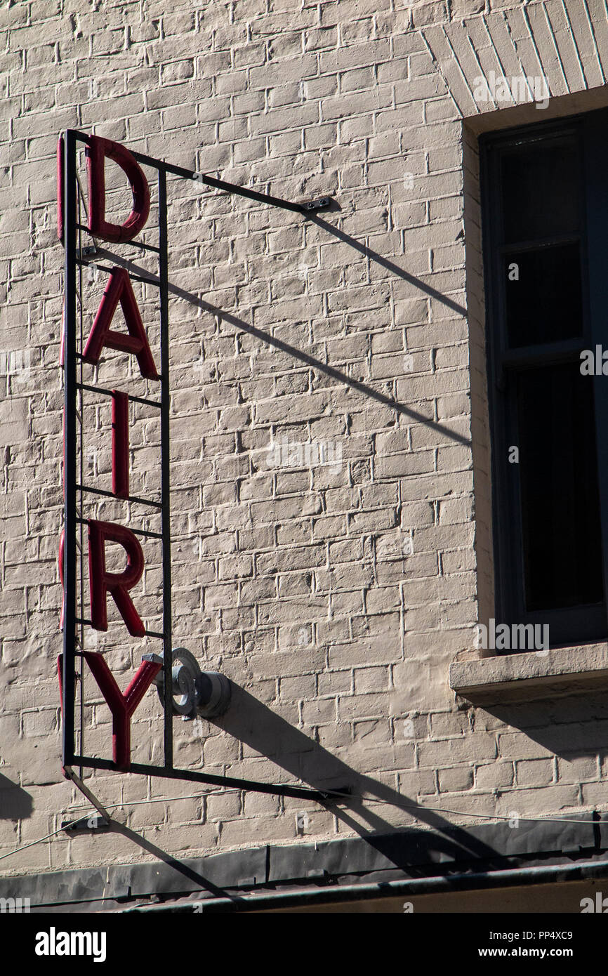 A vintage dairy sign on Whitcomb Street in London, WC2H Stock Photo