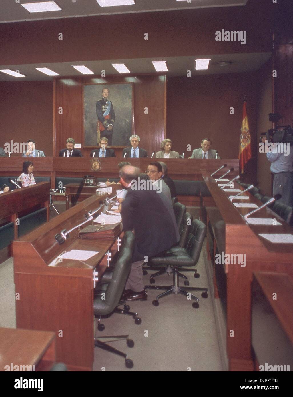 ALFONSO GUERRA Y FELIPE GONZALEZ DURANTE UN ACTO, 1979. Stock Photo