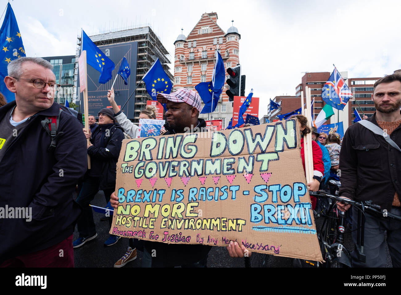 Liverpool, UK. 23rd Sept 2018. Thousands of demonstrators have marched through Liverpool city centre on Sunday, September 23, 2018, calling for a 'People's Vote' on the final Brexit deal. The demonstration coincides with the start of the Labour Party Conference which is being held in the city. © Christopher Middleton/Alamy Live News Stock Photo