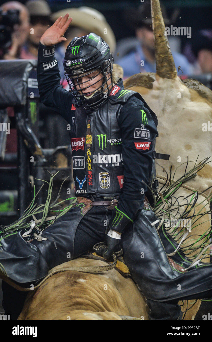 Professional bull rider Derek Kolbaba is thrown off ”Harold's Genuine Risk”  during round one of the “PBR Unleash The Beast Monster Energy Buckoff” at  Madison Square Garden in New York, NY, January