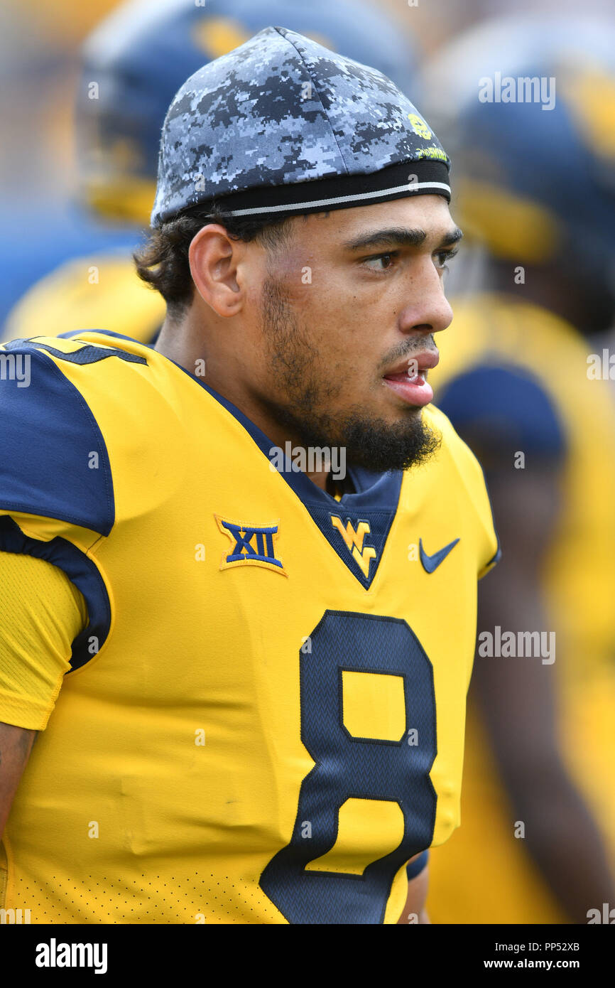 Morgantown, West Virginia, USA. 22nd Sep, 2018. West Virginia Mountaineers wide receiver MARCUS SIMMS (8) shown prior to the Big 12 football game played at Mountaineer Field in Morgantown, WV. WVU beat Kansas State 35-6. Credit: Ken Inness/ZUMA Wire/Alamy Live News Stock Photo
