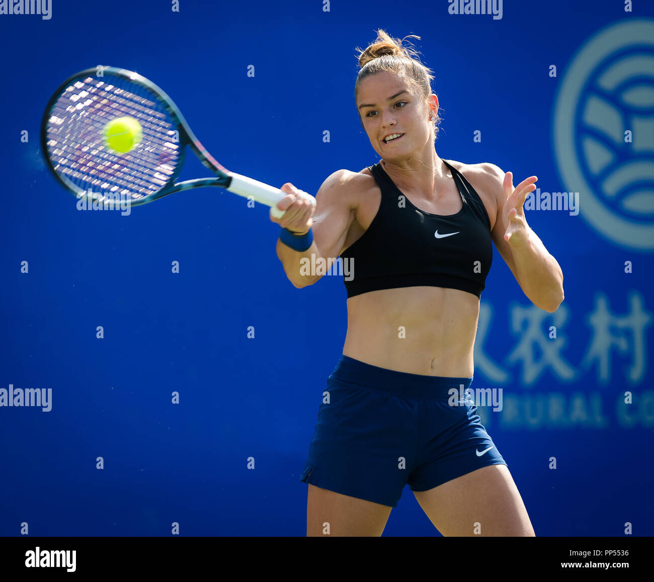 Wuhan, China. Wuhan, China. September 23, 2018 - Maria Sakkari of Greece  practices at the 2018 Dongfeng Motor Wuhan Open WTA Premier 5 tennis  tournament Credit: AFP7/ZUMA Wire/Alamy Live News Stock Photo - Alamy