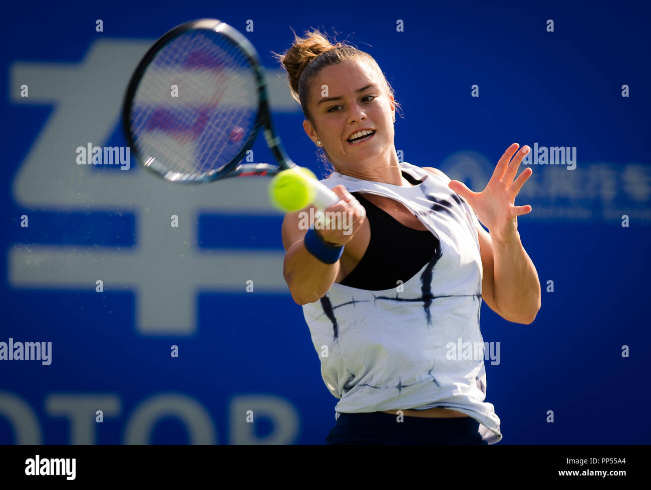 Wuhan, China. Wuhan, China. September 23, 2018 - Maria Sakkari of Greece  practices at the 2018 Dongfeng Motor Wuhan Open WTA Premier 5 tennis  tournament Credit: AFP7/ZUMA Wire/Alamy Live News Stock Photo - Alamy