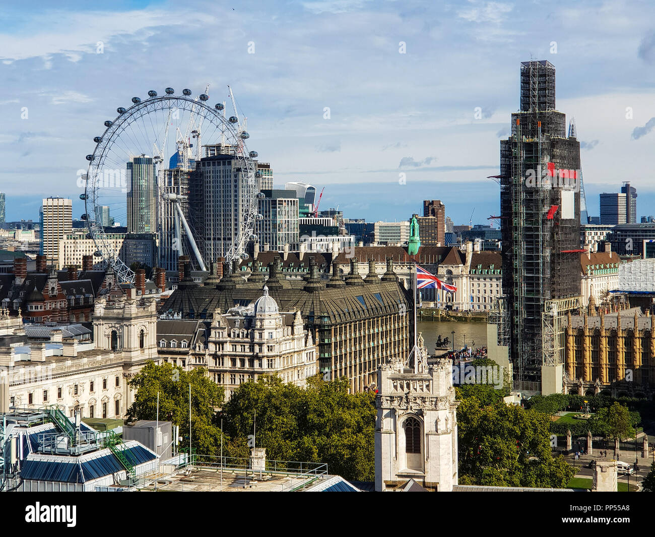 Methodist Central Hall. London. UK 23 Sept 2018 Aerial view of London