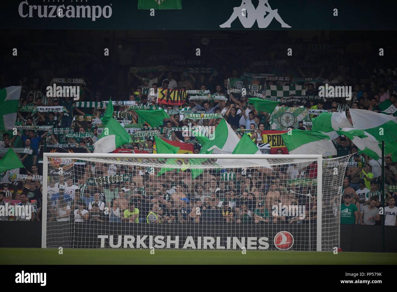 Seville, Spain. 23rd Sept 2018.  Seville, Spain. 23rd Sept 2018. fans of Real Betis during the La Liga match between Real Betis and athletic Club at Benito Villamarin stadium on Sep 23; 2018 in Seville; Spain. (Photo by Cristobal Duenas/Cordon Press)  Cordon Press. Credit: CORDON PRESS/Alamy Live News Credit: CORDON PRESS/Alamy Live News Credit: CORDON PRESS/Alamy Live News Credit: CORDON PRESS/Alamy Live News Stock Photo