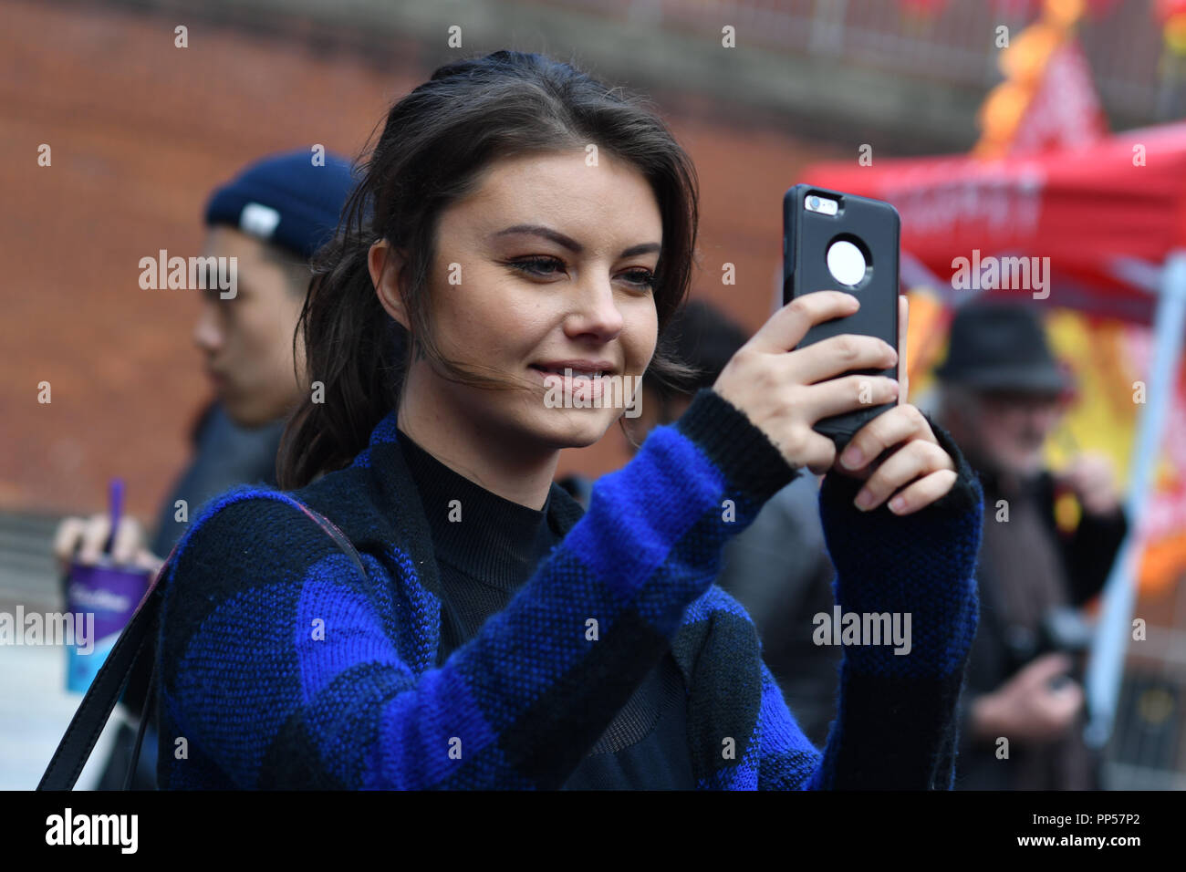 London, UK. 23rd Sept 2018. Chinese moon festival celebration in Chinatown London decorated with Chinese lanterns with Chinese music, food & drinks UK. 23 September 2018. Credit: Picture Capital/Alamy Live News Stock Photo
