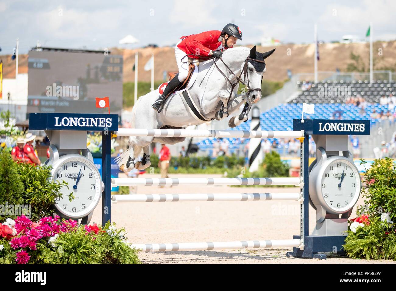 North Carolina, USA. 23rd Sept 2018. Martin Fuchs. Clooney. SUI. Show Jumping FEI World Individual Jumping Championship. Day 12. World Equestrian Games. WEG 2018 Tryon. North Carolina. USA. 23/09/2018. Credit: Sport In Pictures/Alamy Live News Stock Photo