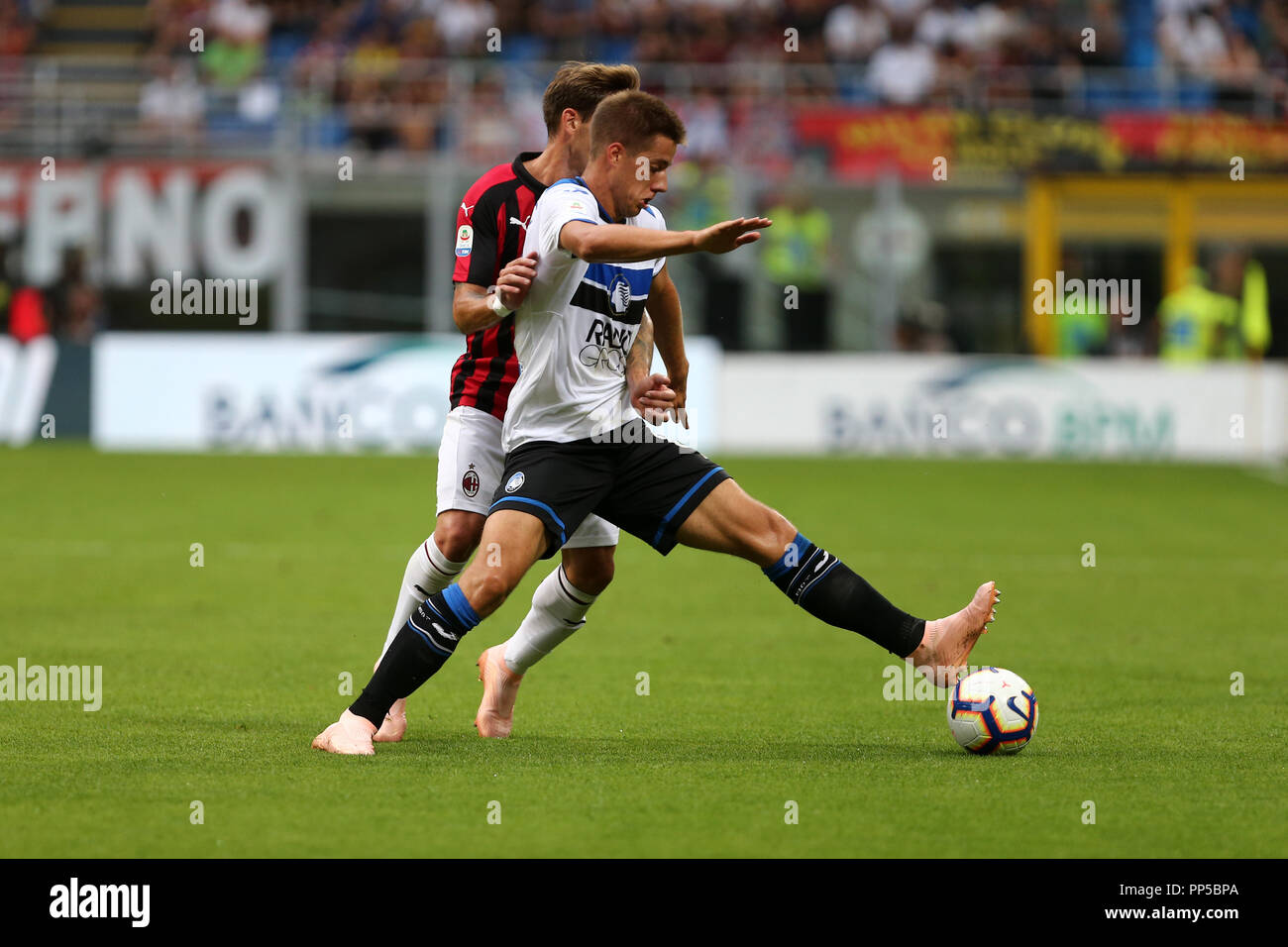 Milan Italy 23rd September 2018 Mario Pasalic Of Atalanta Bergamasca Calcio In Action During The Serie