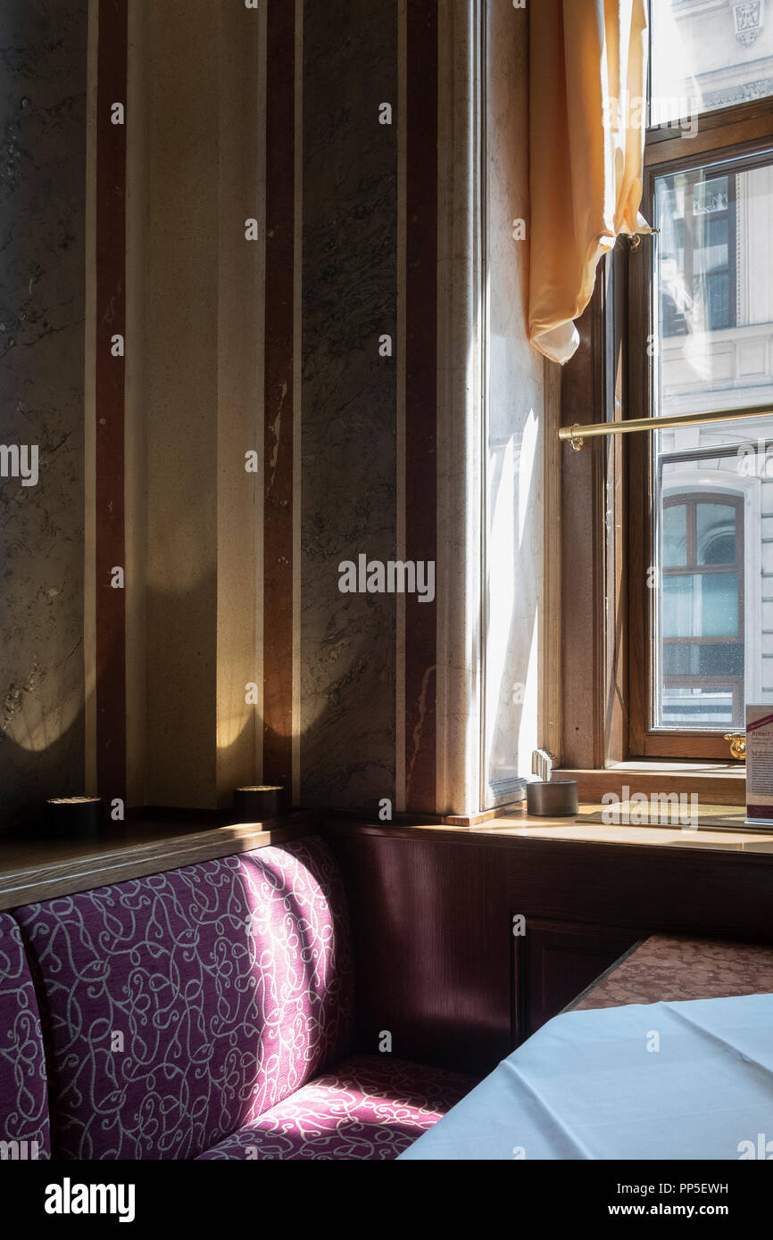 Café Central is a traditional Viennese café located at Herrengasse 14 in the Innere Stadt first district of Vienna, Austria. Stock Photo
