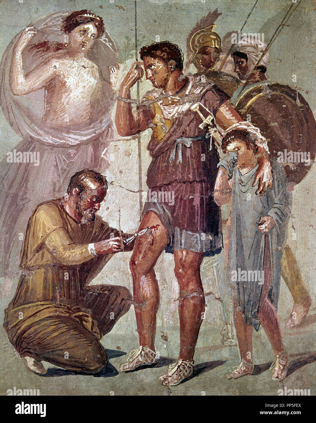 AENEAS CURED BY IAPIS BEFORE APHRODITE AND ASCANIUM - 1ST CENTURY. Location: NATIONAL MUSEUM OF ARCHAEOLOGY. NEAPEL. Stock Photo