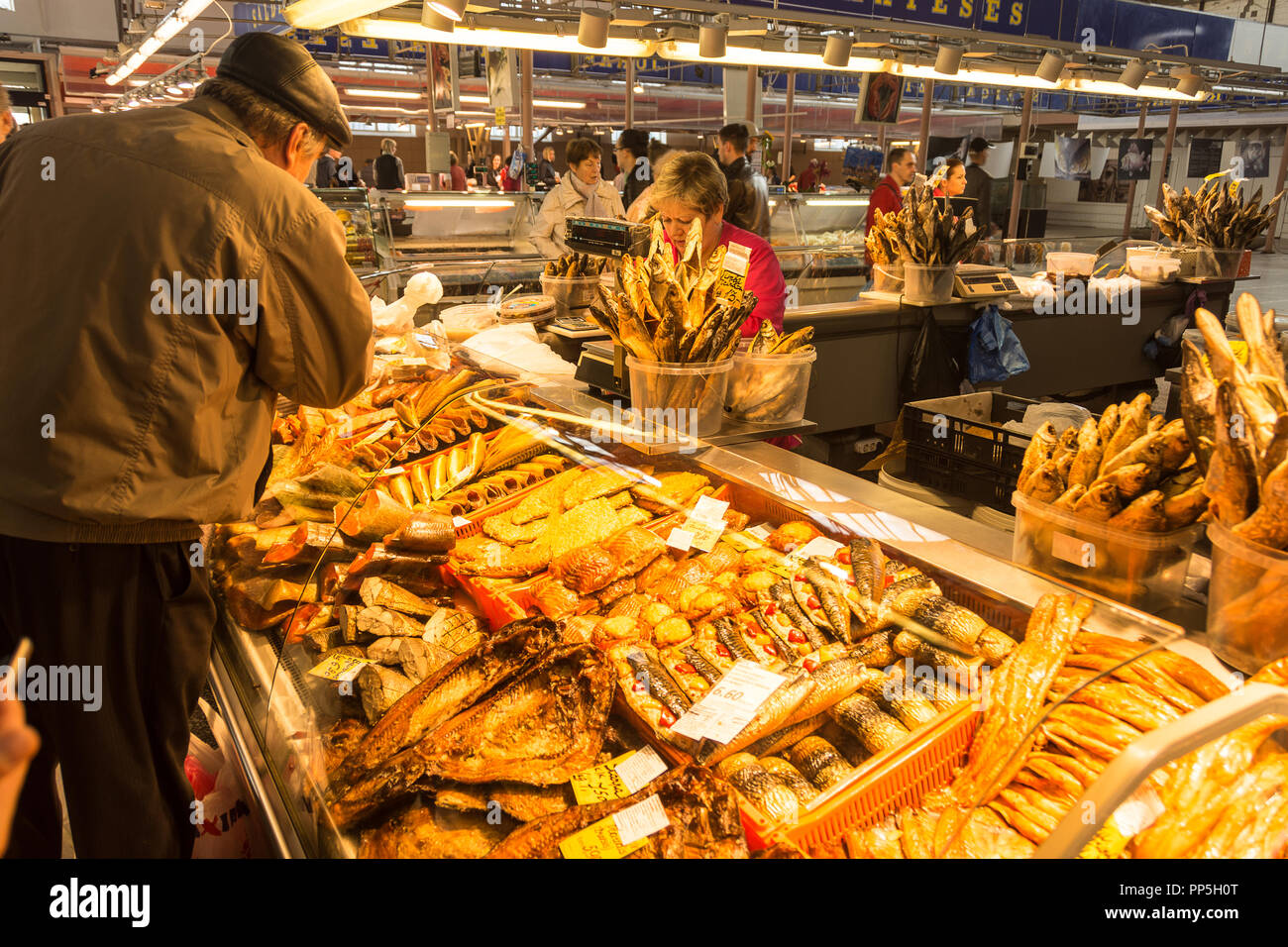 Fish markets at Riga Central Market Stock Photo
