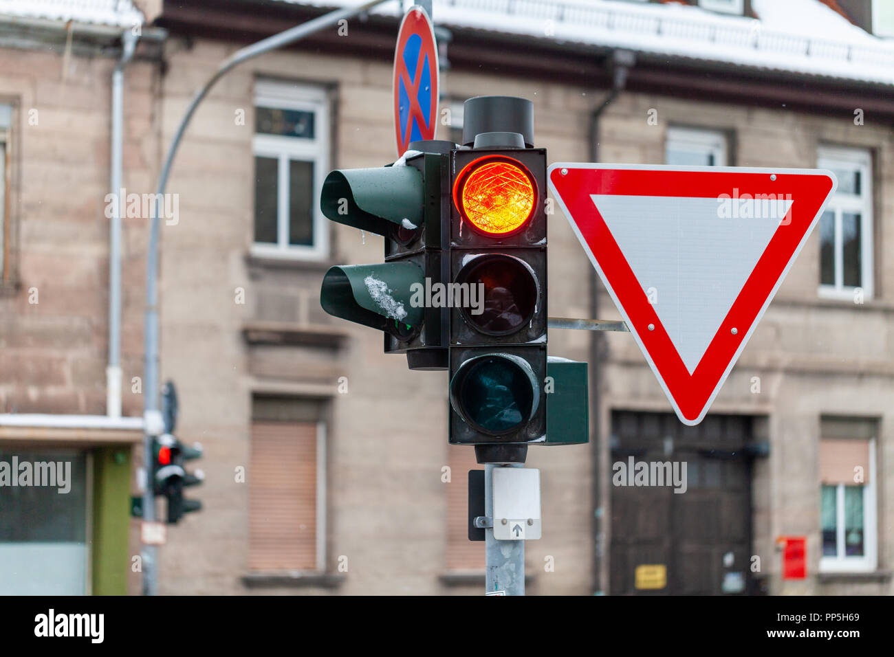 german traffic sign on street in Nuremberg, Germany Stock Photo