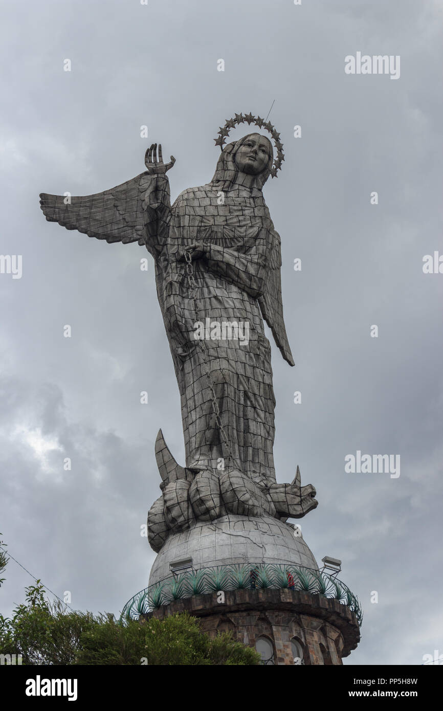 big angel statue in quito, ecuador Stock Photo