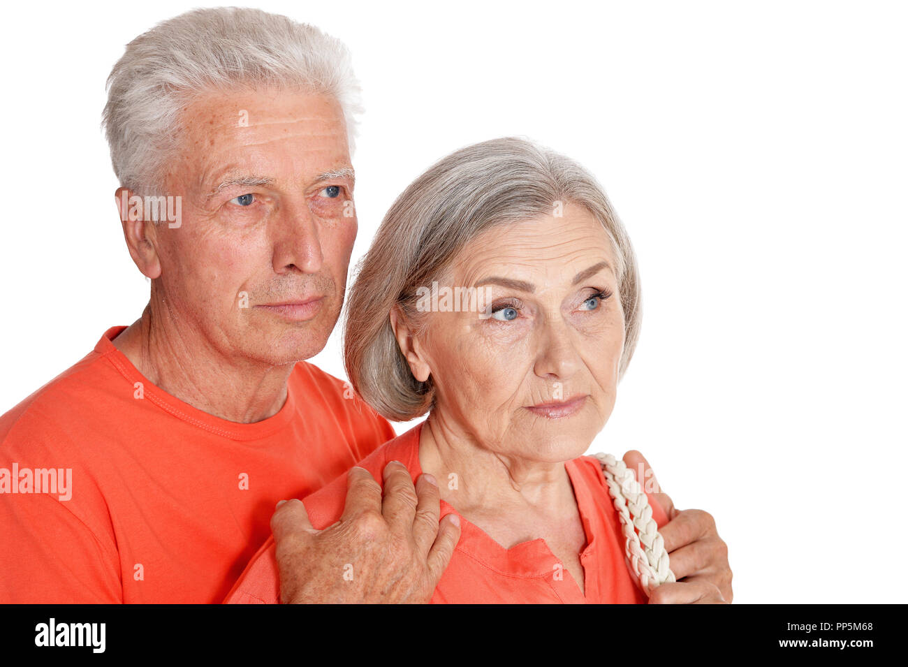 Portrait of beautiful senior couple on white background Stock Photo - Alamy