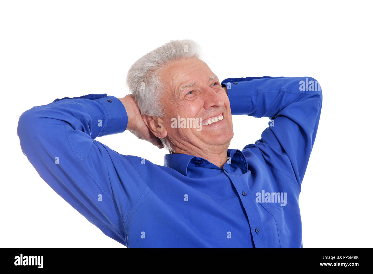 Portrait of senior man on white background Stock Photo - Alamy