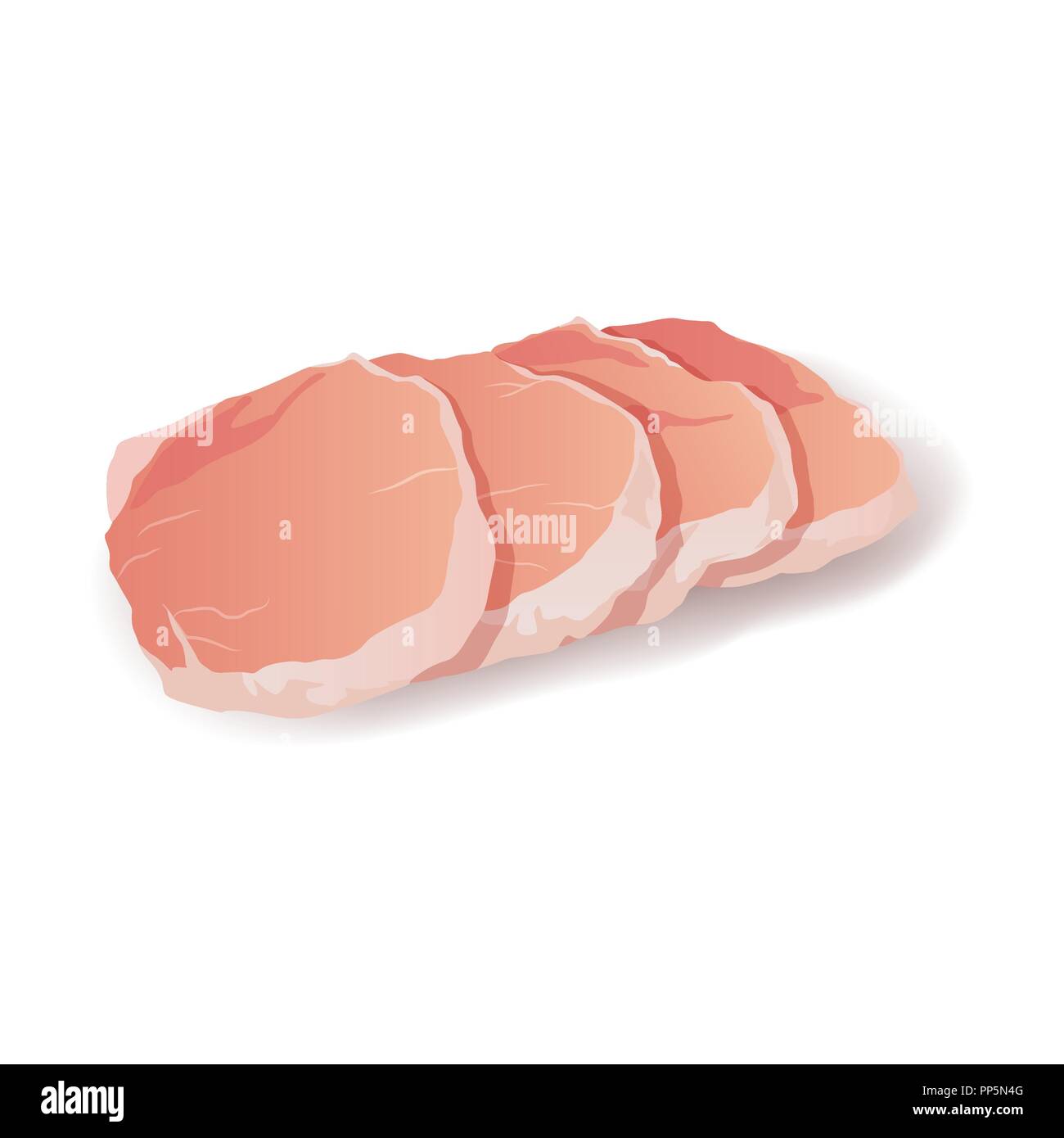 Raw pork steak vector meat icon on white Stock Vector