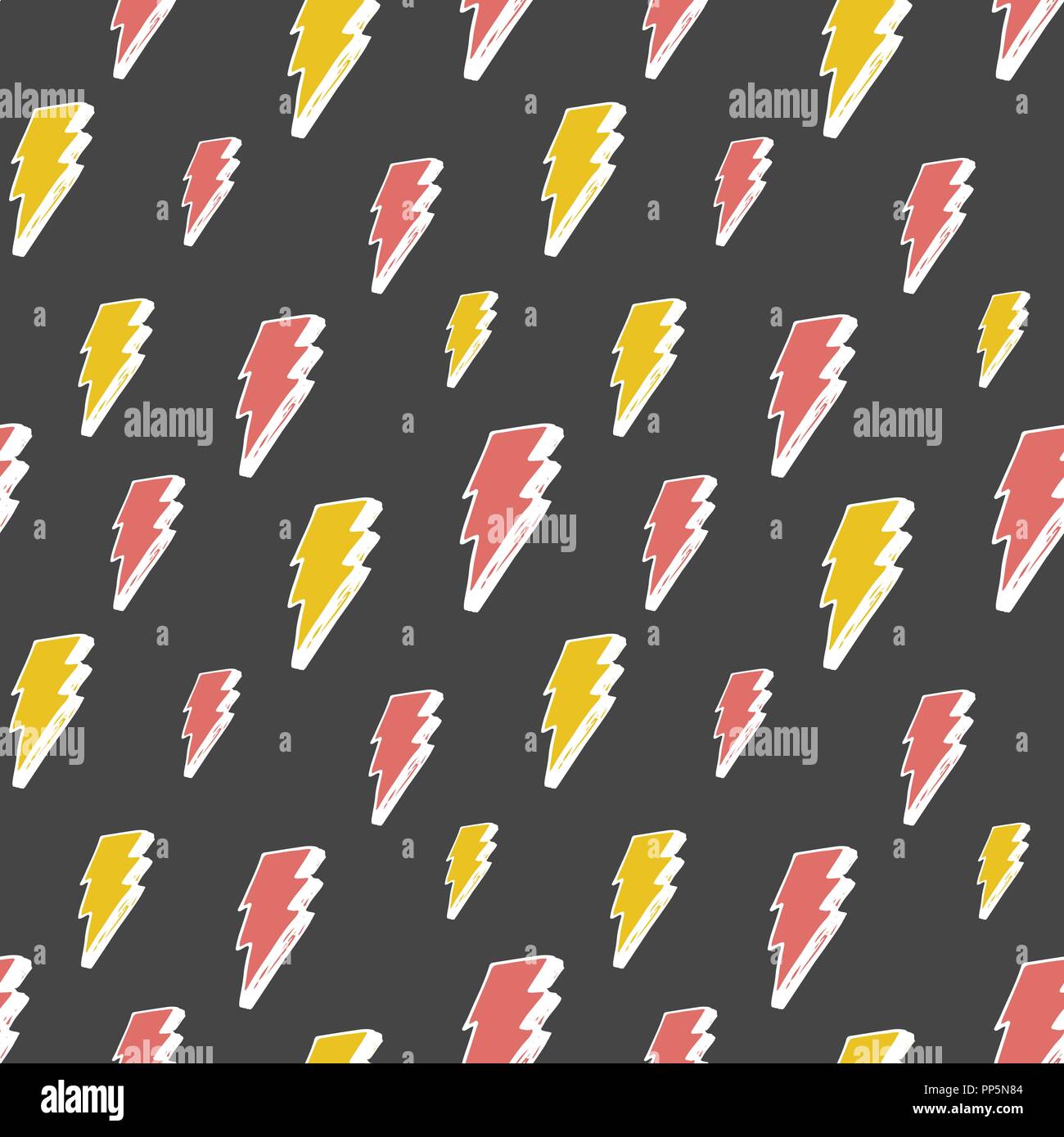 Lightning seamless pattern vector illustration. Hand drawn sketched ...