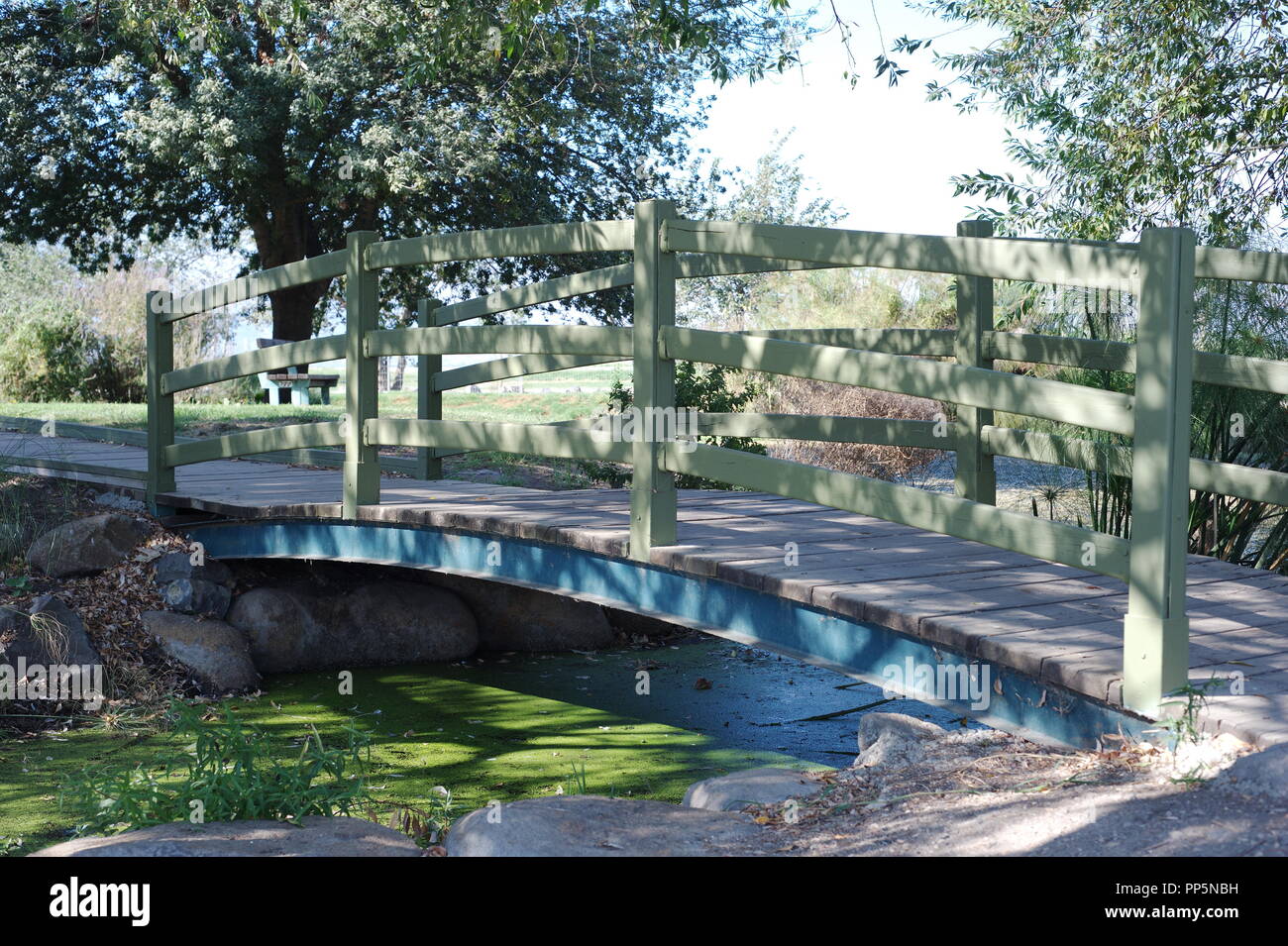 Mini Bridge Over Stream Bridge small pond garden hi-res stock photography and images - Alamy