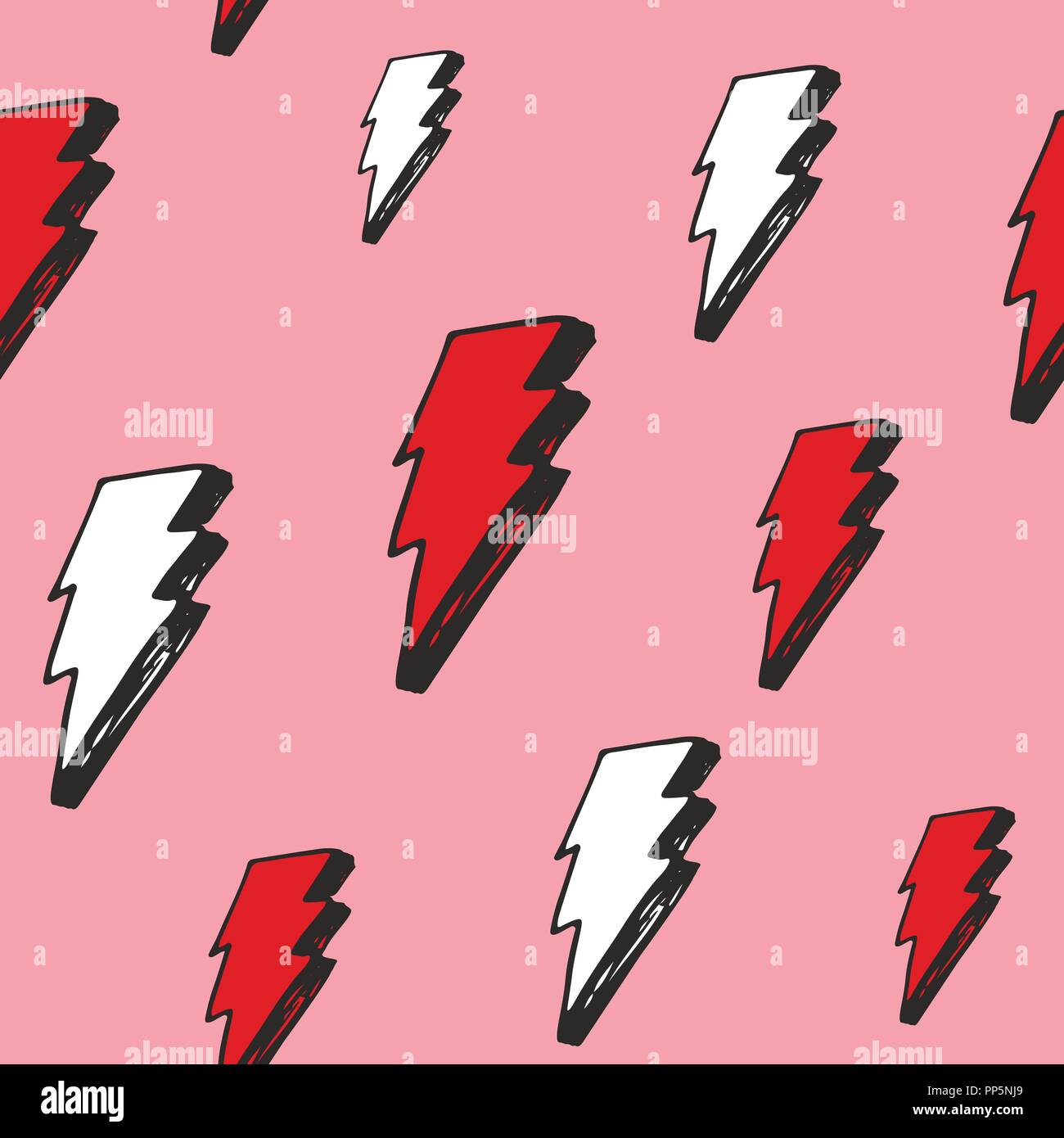 Lightning Pattern Drawn Lightning seamless pattern vector illustration. Hand drawn sketched ...