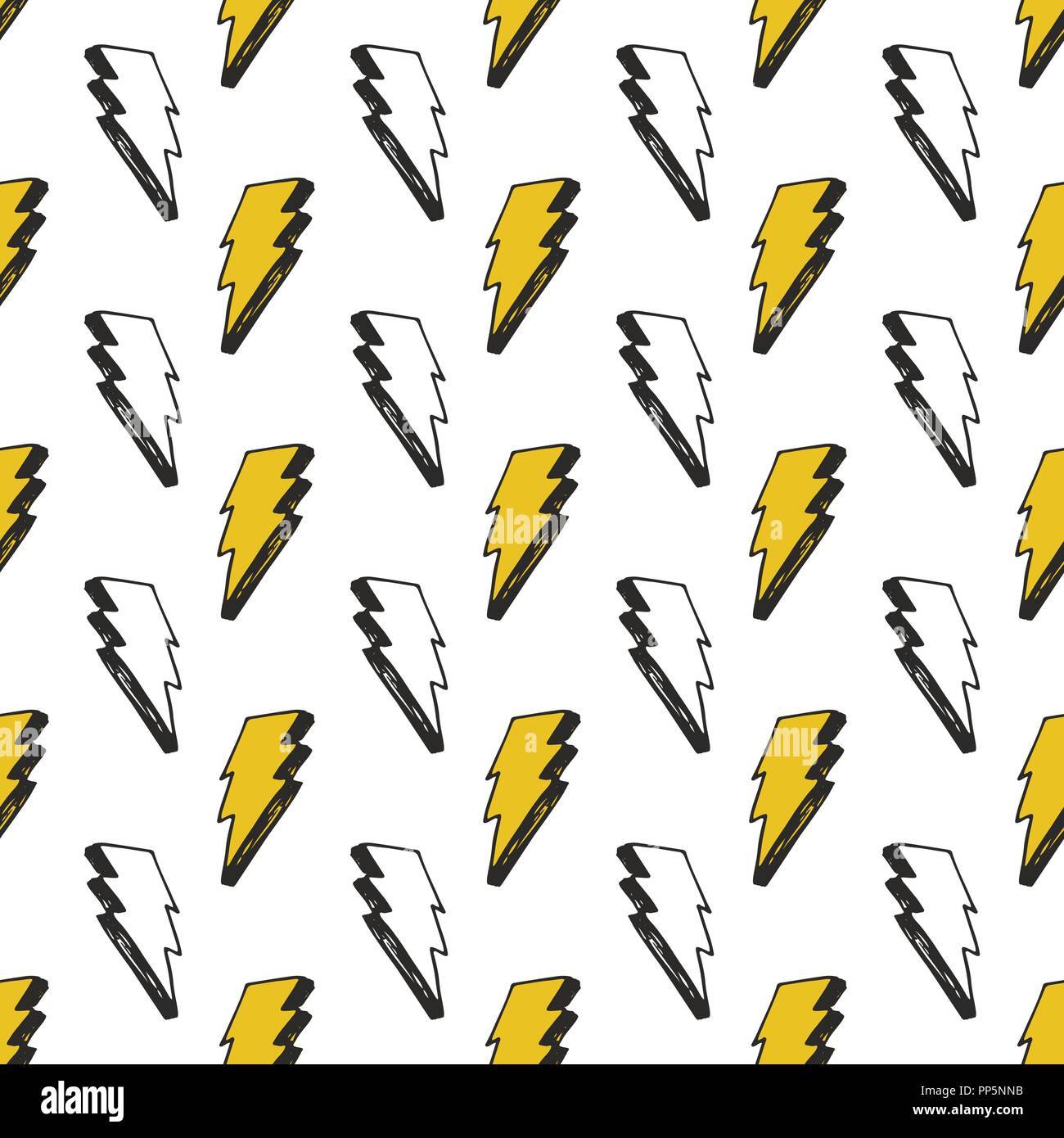 Lightning seamless pattern vector illustration. Hand drawn sketched ...
