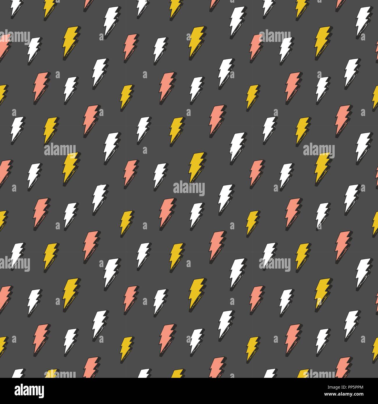 Lightning seamless pattern vector illustration. Hand drawn sketched ...