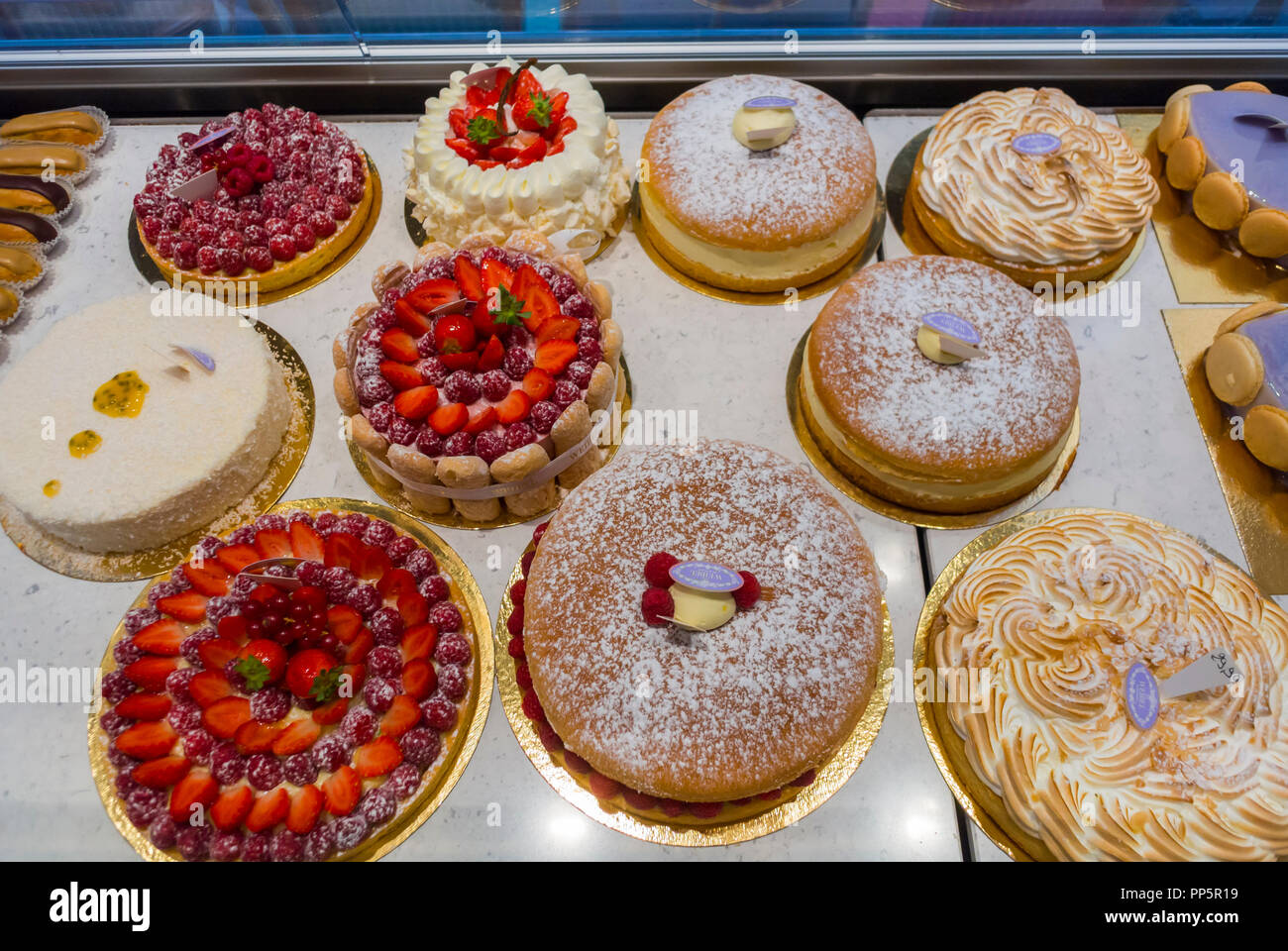 Aix-en-Provence, France, Display, Detail, French Cakes, French Patisserie, Café, Tea Room, Weibel Stock Photo