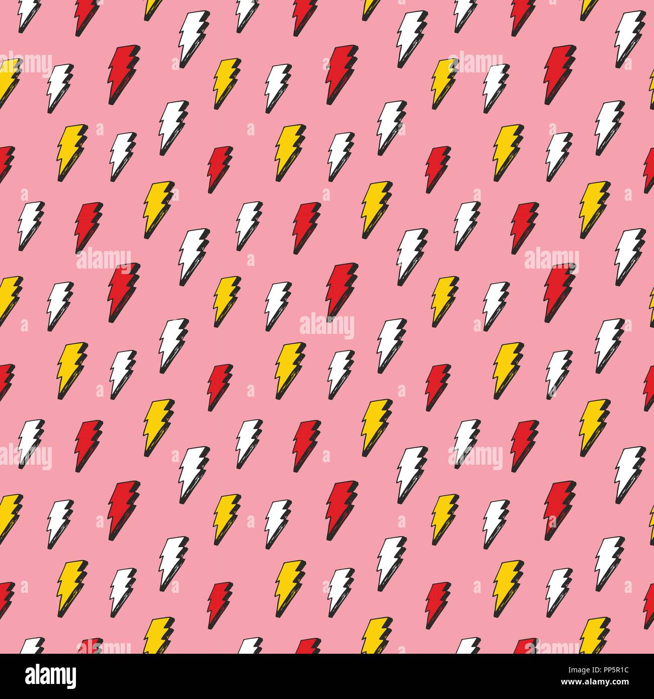 Lightning Pattern Drawn Lightning seamless pattern vector illustration. Hand drawn sketched ...